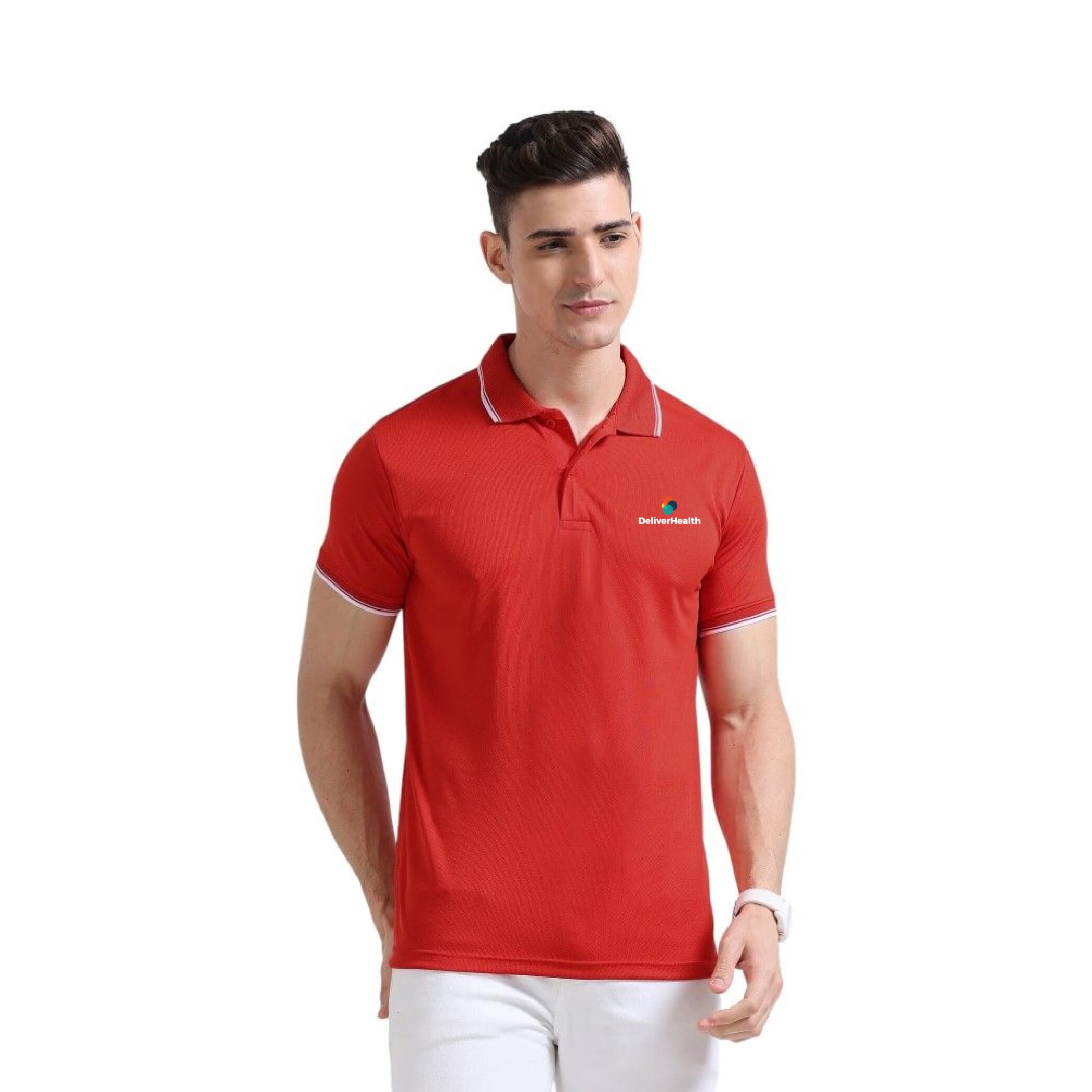 Greys&Blues PrimoKnit Polo Tshirt- Red with White Tipping